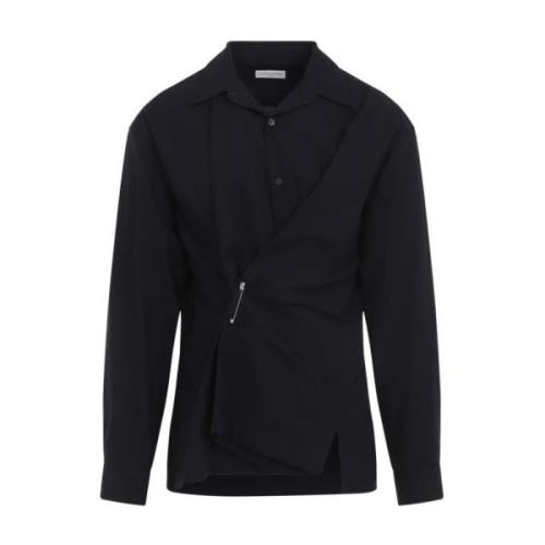 Dries Van Noten Navy Coulter Skjorta Blue, Herr