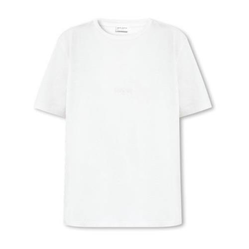 Saint Laurent T-shirt med logotyp White, Dam