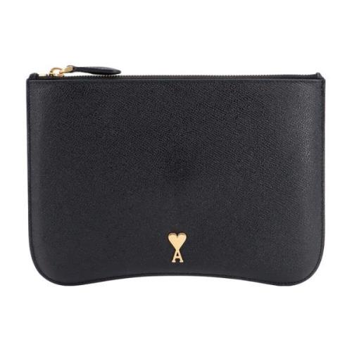 Ami Paris Läderclutch med Dragkedja Black, Dam