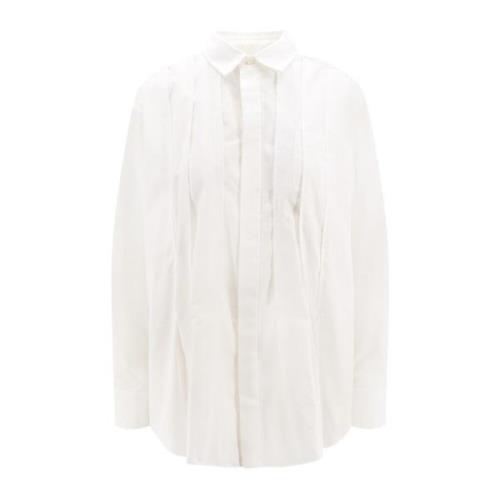 Sacai Oversize Skjorta med Veck White, Dam