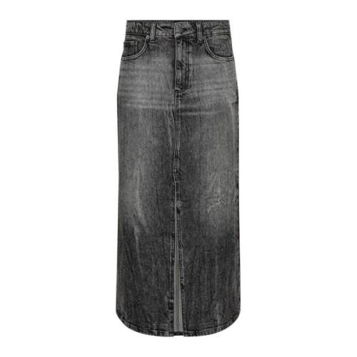 Co'Couture Denim Stone Slitskjol Gray, Dam