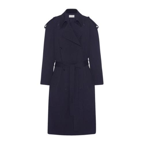 The Row Dubbelknäppt Ull Trench Coat Blue, Dam