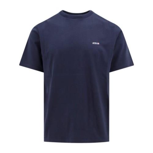 Autry Bomull T-shirt med Frontal Logo Patch Blue, Herr