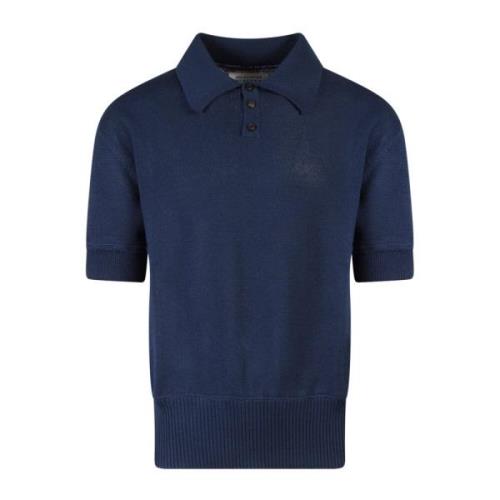 Maison Margiela Ullblandad Polo Tröja Blue, Herr