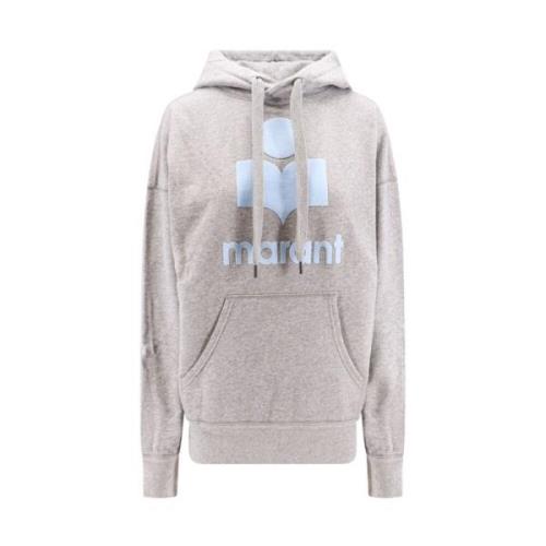 Isabel Marant Étoile Flocked Logo Bomullssweatshirt Hoodie Gray, Dam