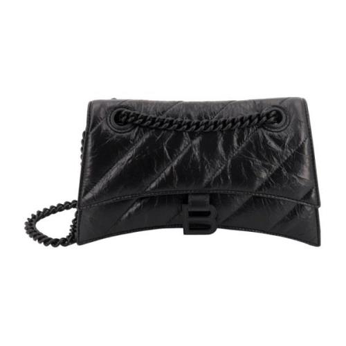 Balenciaga Matelassé Läder Axelväska med Monogram Black, Dam