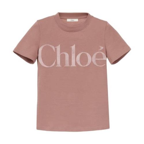 Chloé Sammet Logo Rosa T-shirts och Polos Pink, Dam