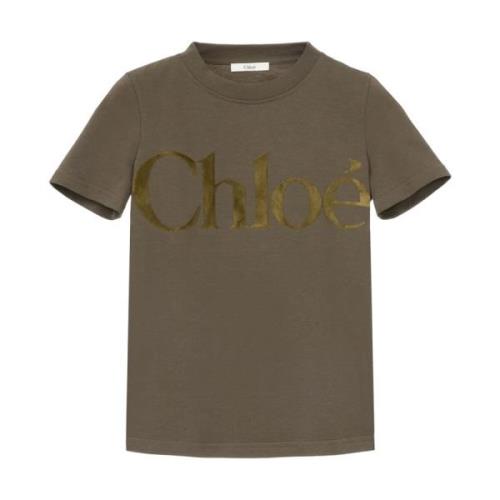 Chloé Grön Velvet Logo T-shirts och Polos Green, Dam