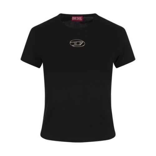 Diesel Svart Slim Fit T-shirt med Oval D-logotyp Black, Dam