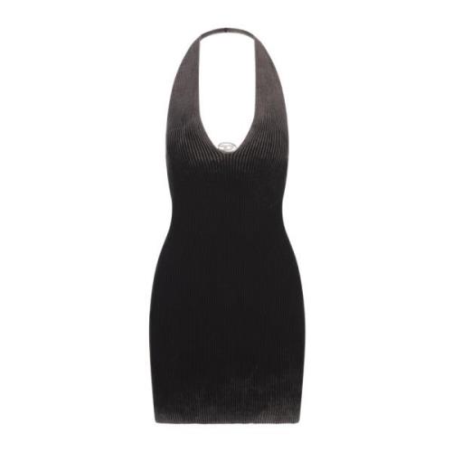 Diesel Svart Ribbad Bodycon Miniklänning Black, Dam