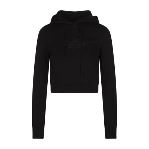 Diesel Svart Oval D Logo Hoodie Black, Dam