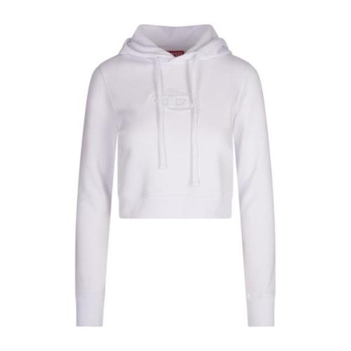 Diesel Vit Oval D Logo Hoodie White, Dam