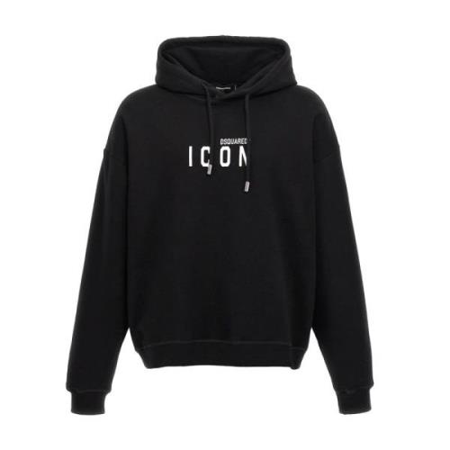 Dsquared2 Avslappnad Passform Hoodie med Ikontryck Black, Herr