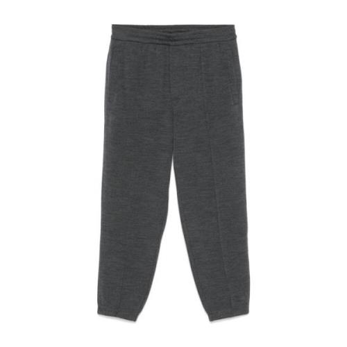 Emporio Armani Grå Ullblandade Byxor med Elastisk Midja Gray, Herr