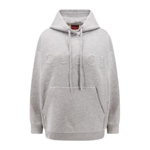 Gucci Huvtröja med präglad logotyp Gray, Dam