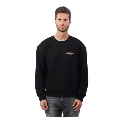 Guess Svart Crewneck Sweater Logo Print Black, Herr