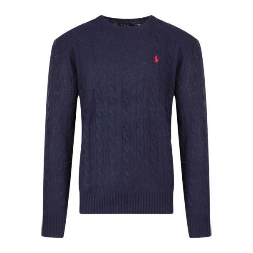 Polo Ralph Lauren Tröja med broderad logotyp i ull och kashmir Blue, H...