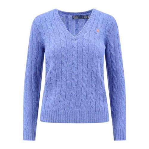 Polo Ralph Lauren Broderad Logotyp Ull Cashmere Tröja Blue, Dam