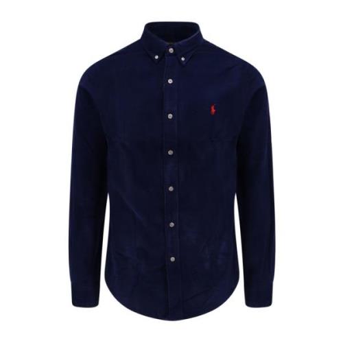 Polo Ralph Lauren Velver Broderad Logotyp Button Down Skjorta Blue, He...