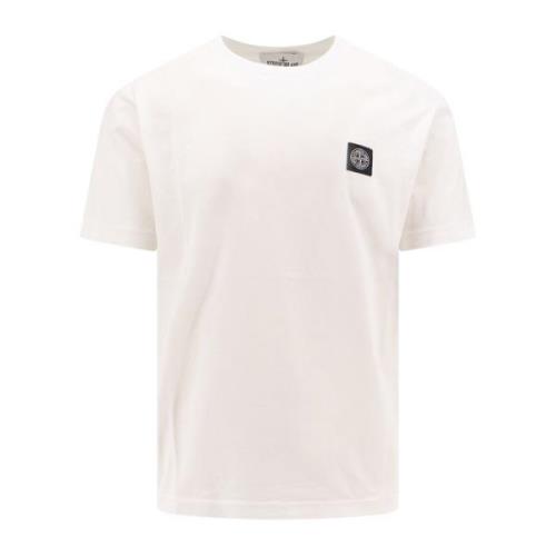 Stone Island Logo Patch Bomull Crew-neck T-shirt White, Herr