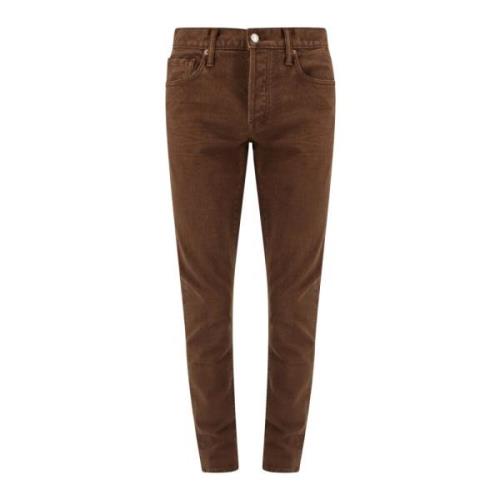 Tom Ford Brun Denimbyxa med Metallknappar Brown, Herr