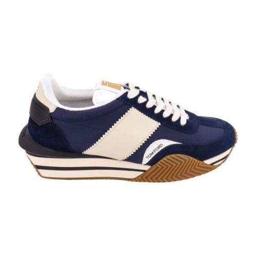 Tom Ford Lyxiga Nylon- och Mockasneakers Blue, Herr