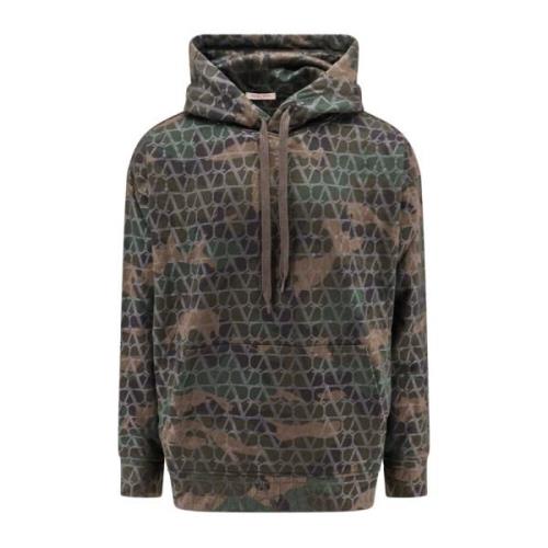 Valentino Camouflage Jersey Sweatshirt med huva Multicolor, Herr