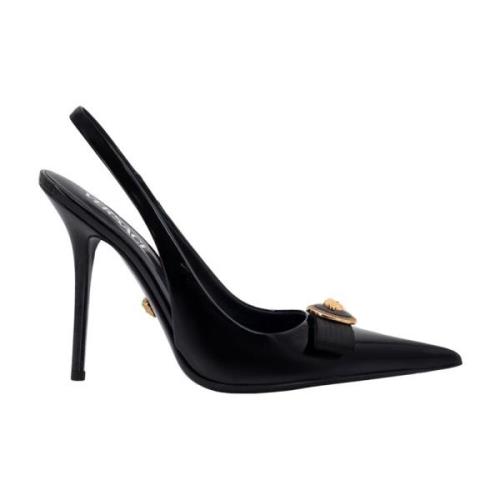 Versace Patentläder Slingback med Medusa Båge Black, Dam