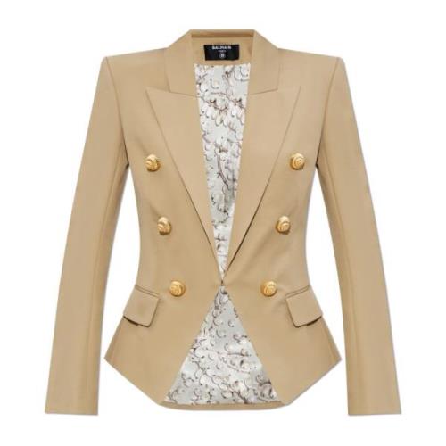 Balmain Bomullsblazer med dekorativa knappar Beige, Dam