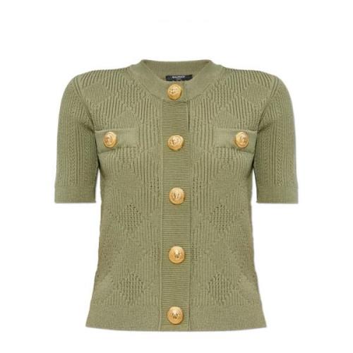 Balmain Kortärmad Kofta Green, Dam