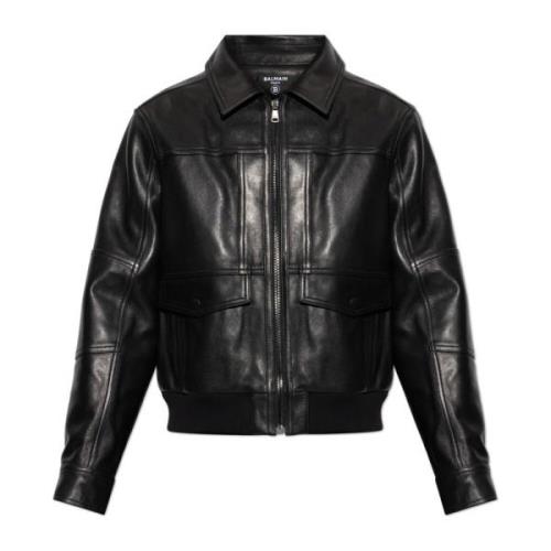 Balmain Läderjacka Black, Herr