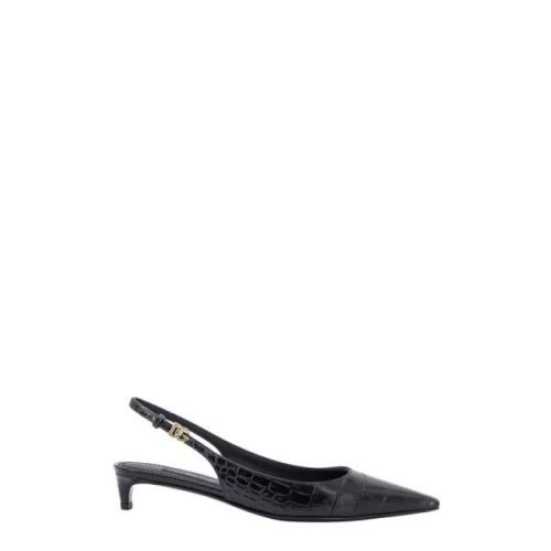 Dolce & Gabbana Krokoprint Läder Slingback Skor Black, Dam