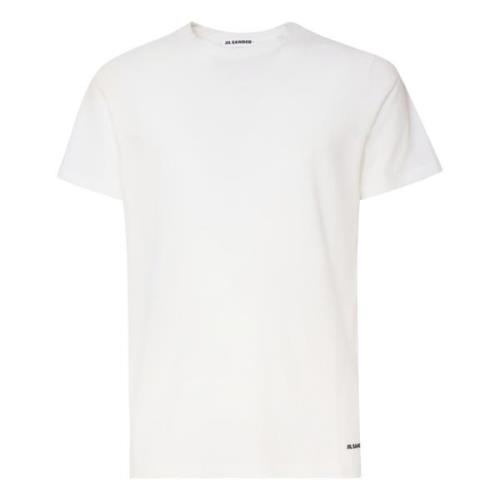 Jil Sander Broderad Logga Vit T-shirt White, Herr