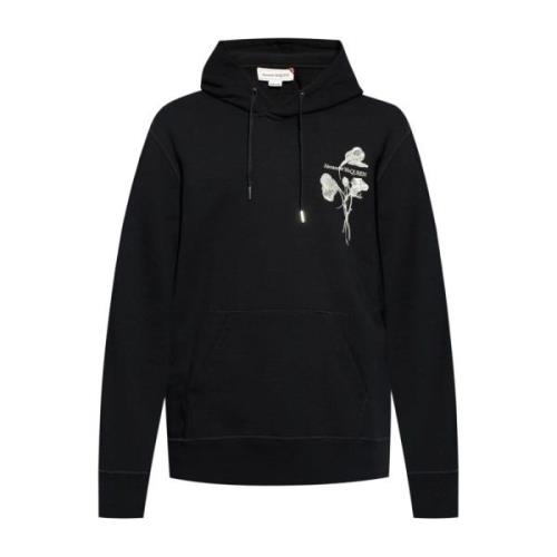 Alexander McQueen Svart blommig broderad tröja Black, Herr