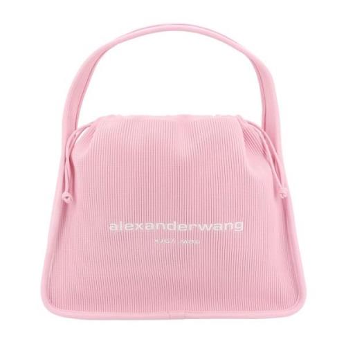 Alexander Wang Stickad Axelväska med Frontal Logo Pink, Dam