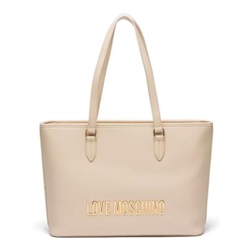 Love Moschino Stiliga Ivory Väskor med Dragkedja Beige, Dam