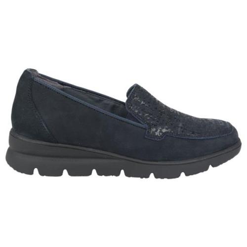 Waldläufer Blå Bred Passform Moccasin Essentiell Stil Blue, Dam