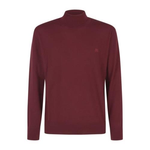 Etro Bordeaux T-Neck Sweater Red, Herr