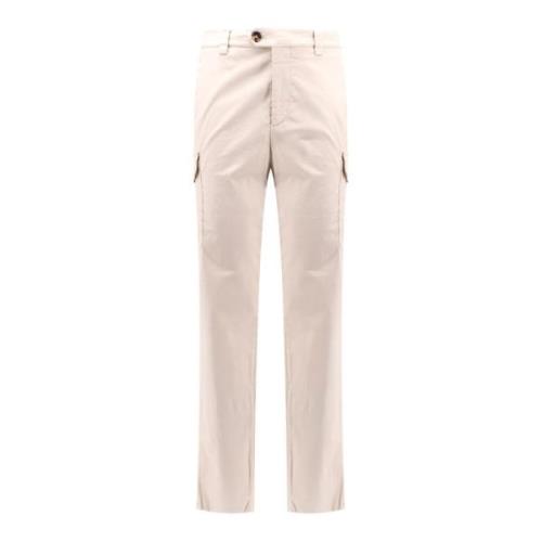 Brunello Cucinelli Cargo Stretch Bomullsbyxa med Fickor Beige, Herr