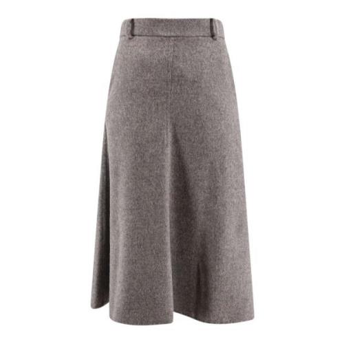 Brunello Cucinelli Flared Virgin Wool Skirt Gray, Dam