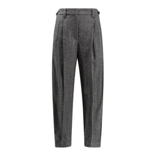 Brunello Cucinelli Ullblandad byxa med Pince-detalj Black, Dam