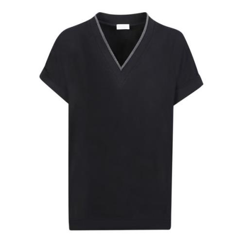 Brunello Cucinelli Svart T-shirt Kort Ärm Regular Fit Black, Dam