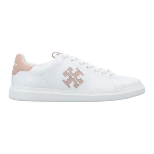 Tory Burch Vit Rosa Sneakers Double T Howell Court White, Dam