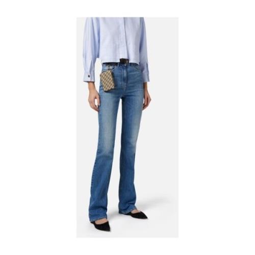 Elisabetta Franchi Blå Flare Bomull Stretch Jeans Blue, Dam