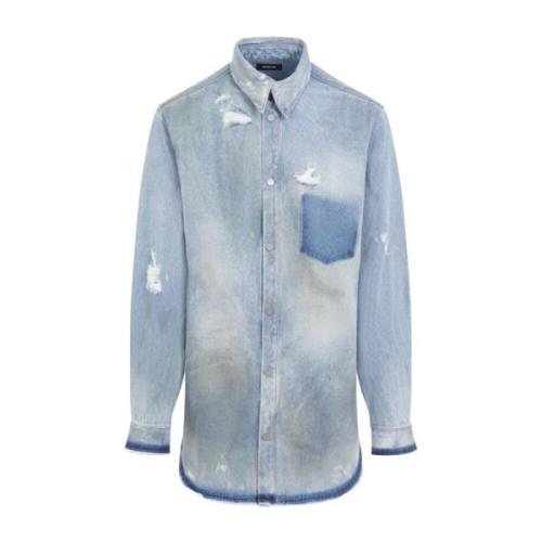 EgonLab Blå Denim Overshirt Stiligt Mode Blue, Herr