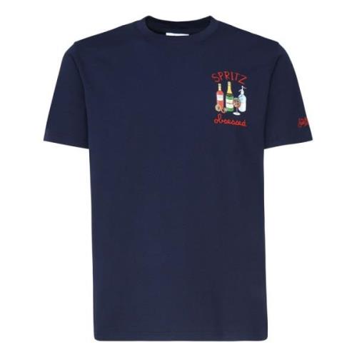 MC2 Saint Barth Blå Crewneck T-shirt med Brodyr Blue, Herr