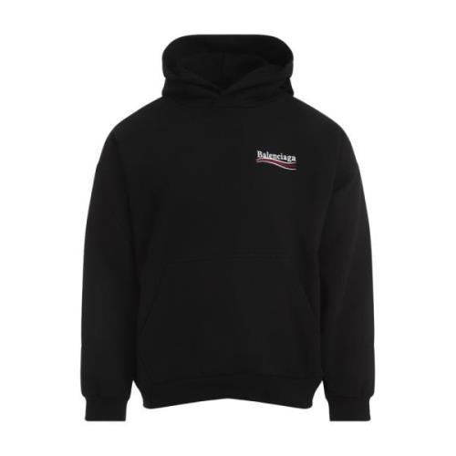 Balenciaga Svart Vit Hoodie Medium Fit Black, Herr