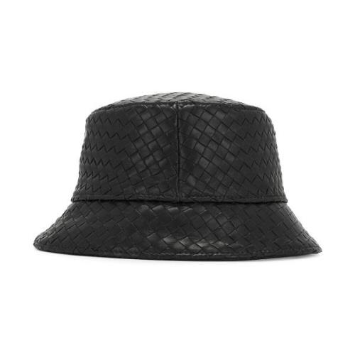 Bottega Veneta Svart Läder Bucket Hat Black, Dam