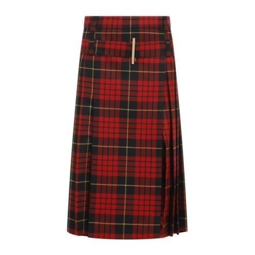 Alexander McQueen Röd Svart Gul Tartan Kjol Red, Dam