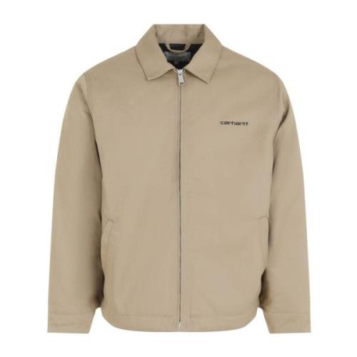 Carhartt Wip Svart Läder Script Jacka Beige, Herr